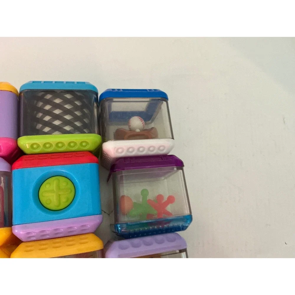 Fisher-Price Vintage Peek-a-Blocks Activity Sensory Building Blocks Set of 9